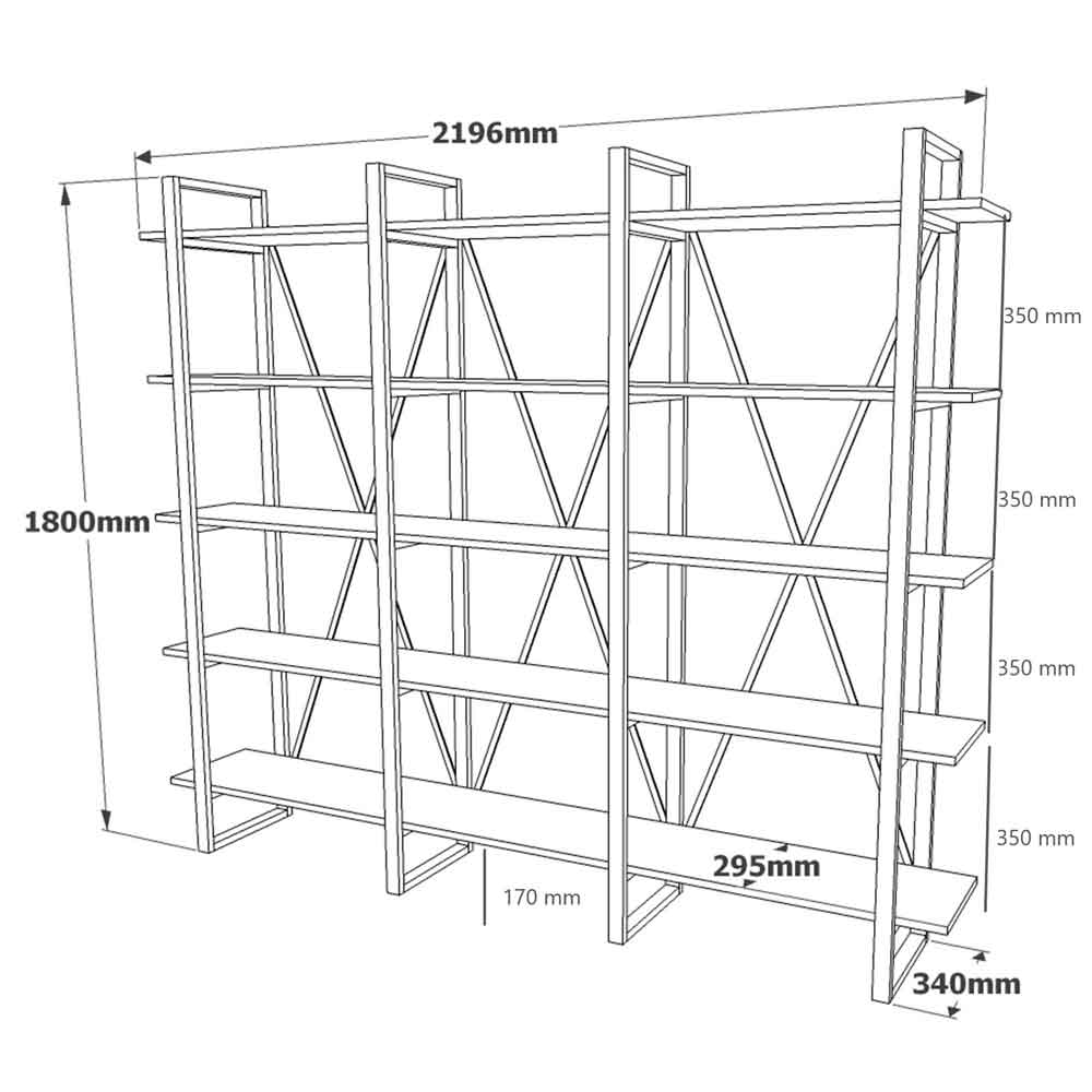Raleo Wooden Shelving Unit with Metal Frame in Atlantic Pine