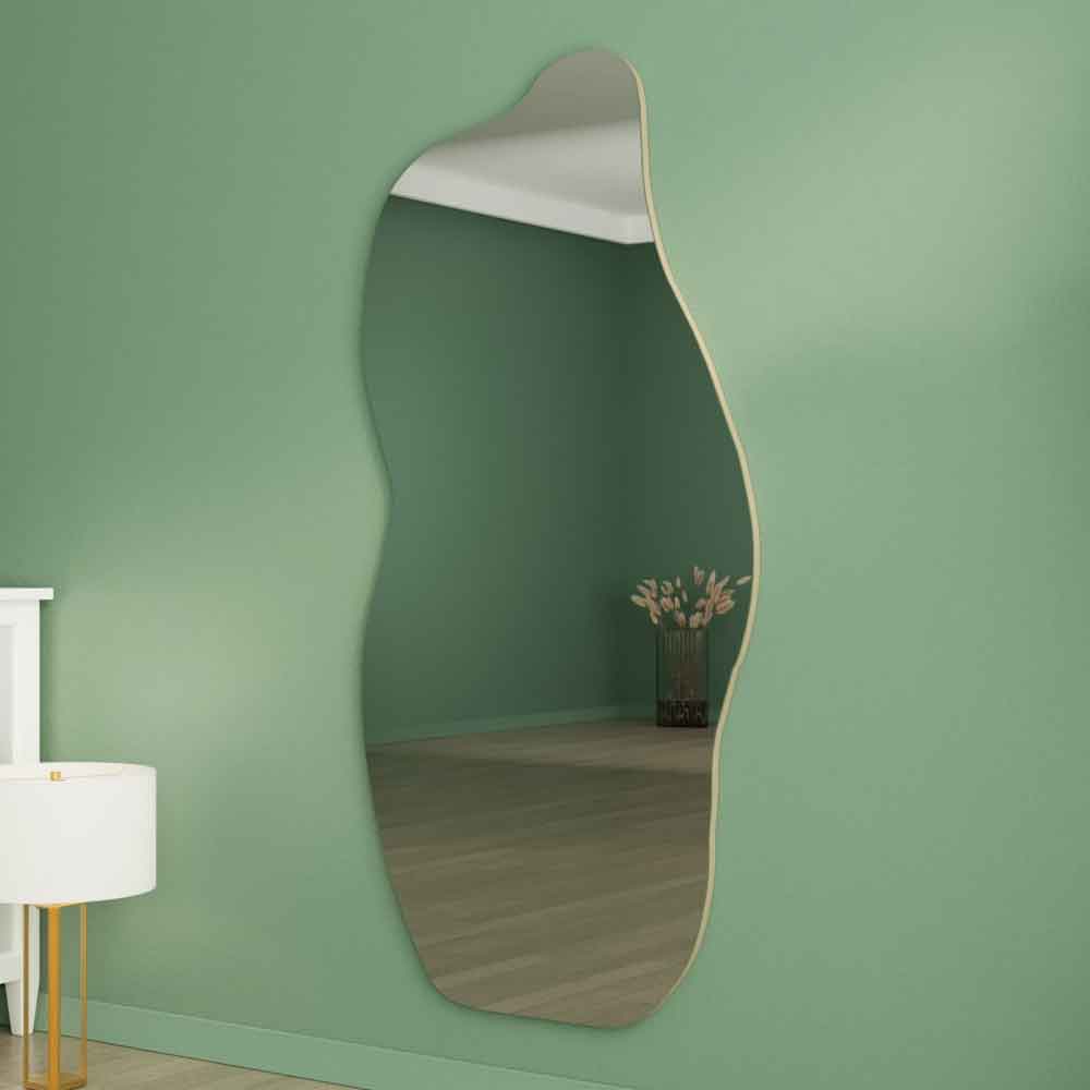 Ralia Glass Wall Mirror with Sand Wooden Frame