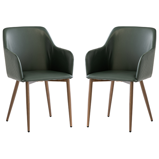 Product photograph of Ralph Dark Green Faux Leather Dining Chairs In Pair from Furniture in Fashion