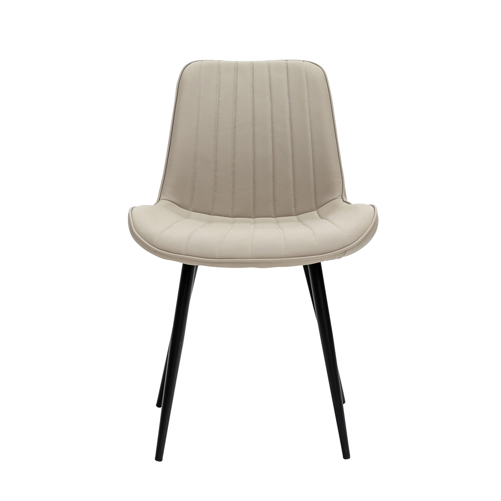 Ralune Stone Faux Leather Dining Chairs with Black Legs in Pair