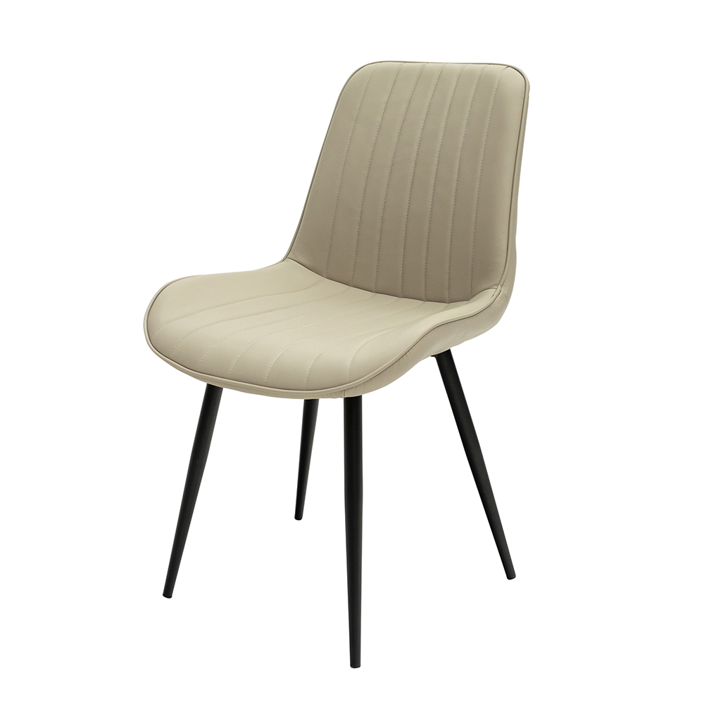 Ralune Stone Faux Leather Dining Chairs with Black Legs in Pair