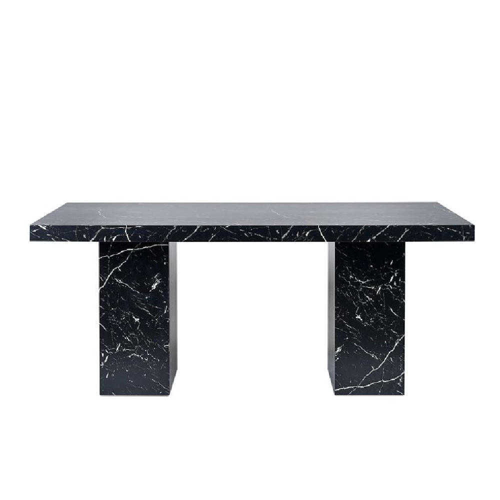 Rama Wooden Dining Table In Black Marble Effect