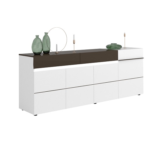Ramet Large Sideboard In White Gloss And Grey Lacquered