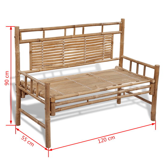 Ramie Wooden Bamboo Garden Seating Bench In Natural