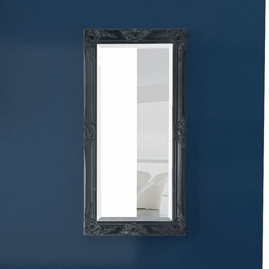 Ramiro Small Baroque Style Wooden Wall Mirror In Black