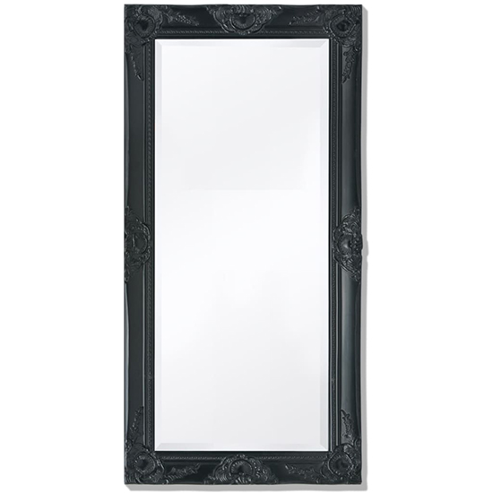 Ramiro Small Baroque Style Wooden Wall Mirror In Black
