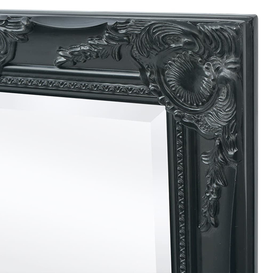 Ramiro Small Baroque Style Wooden Wall Mirror In Black
