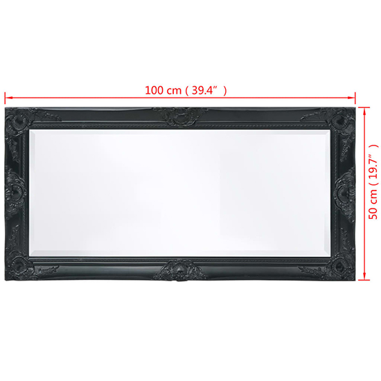 Ramiro Small Baroque Style Wooden Wall Mirror In Black