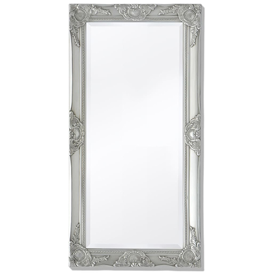 Ramiro Small Baroque Style Wooden Wall Mirror In Silver