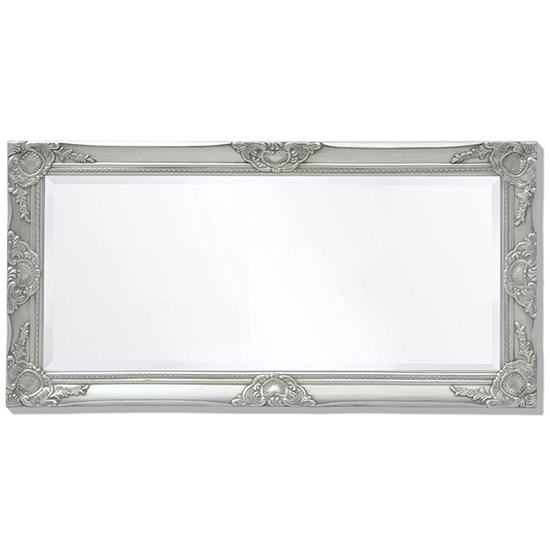 Ramiro Small Baroque Style Wooden Wall Mirror In Silver