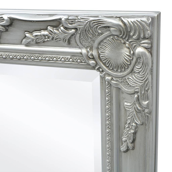 Ramiro Small Baroque Style Wooden Wall Mirror In Silver