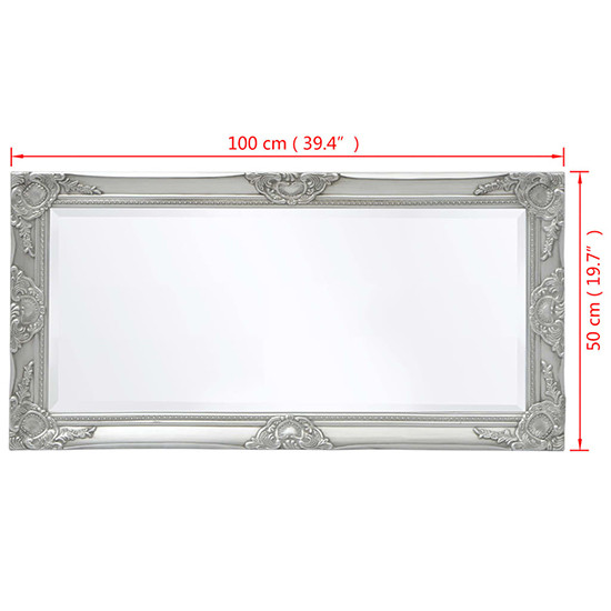 Ramiro Small Baroque Style Wooden Wall Mirror In Silver