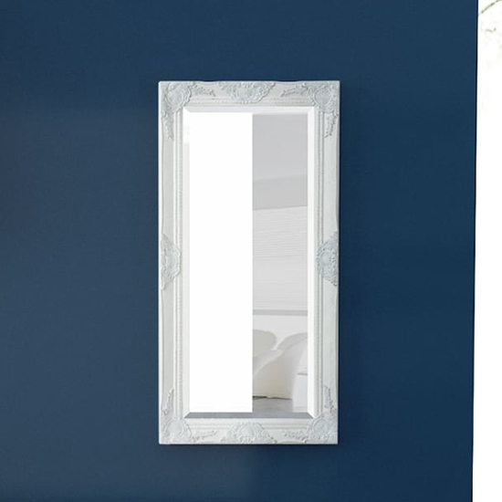 Ramiro Small Baroque Style Wooden Wall Mirror In White