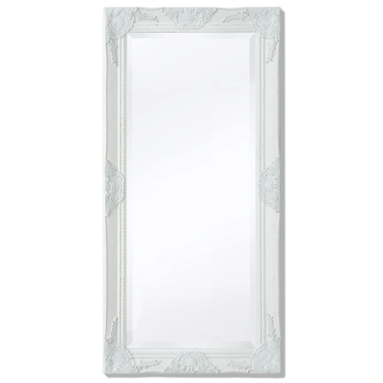 Ramiro Small Baroque Style Wooden Wall Mirror In White