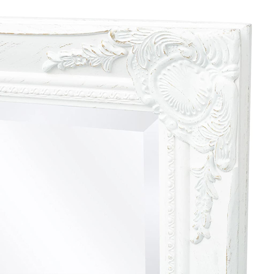 Ramiro Small Baroque Style Wooden Wall Mirror In White