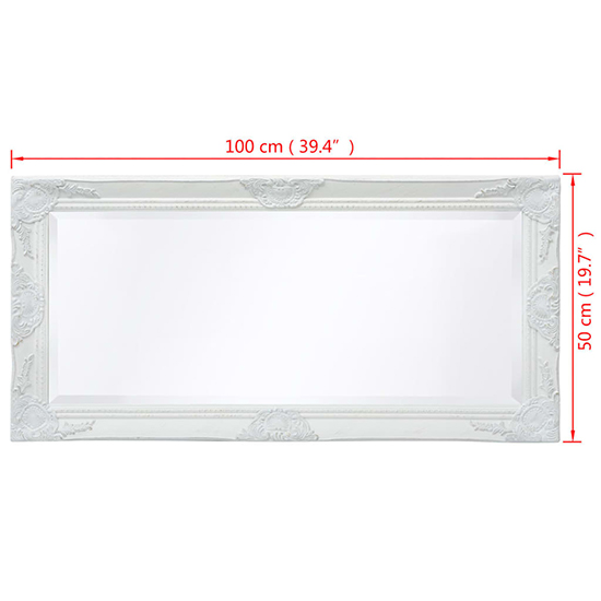 Ramiro Small Baroque Style Wooden Wall Mirror In White