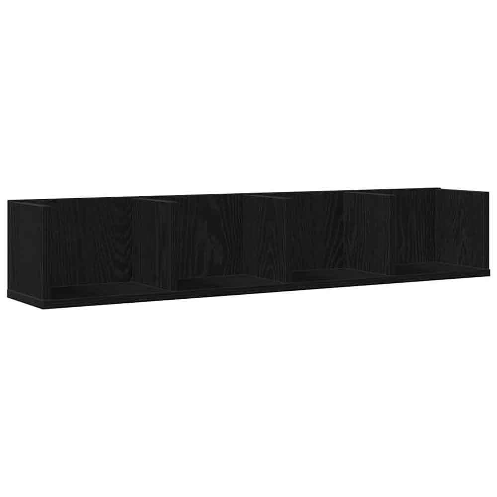 Ramona 100cm Wooden Wall Hung Shelving Unit - Black Oak