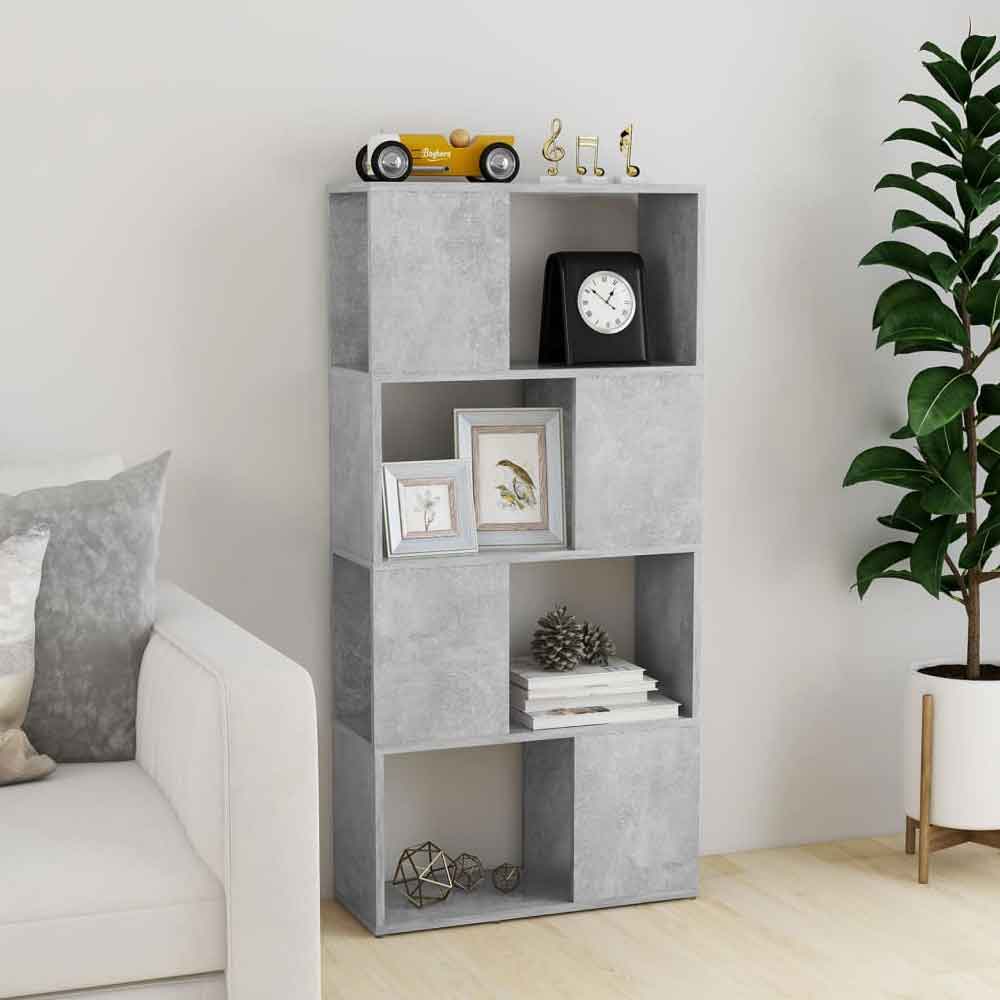 Ramona 60cm Wooden Book Shelf And Room Divider - Concrete Grey