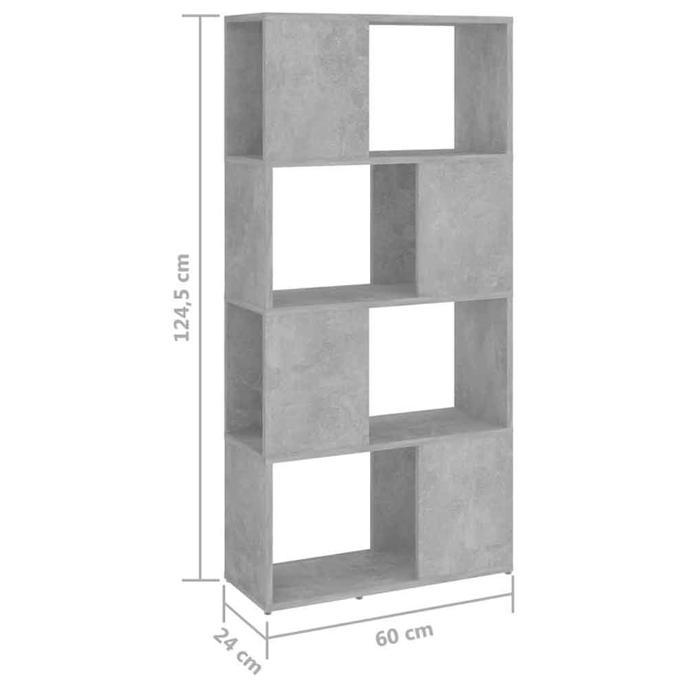 Ramona 60cm Wooden Book Shelf And Room Divider - Concrete Grey