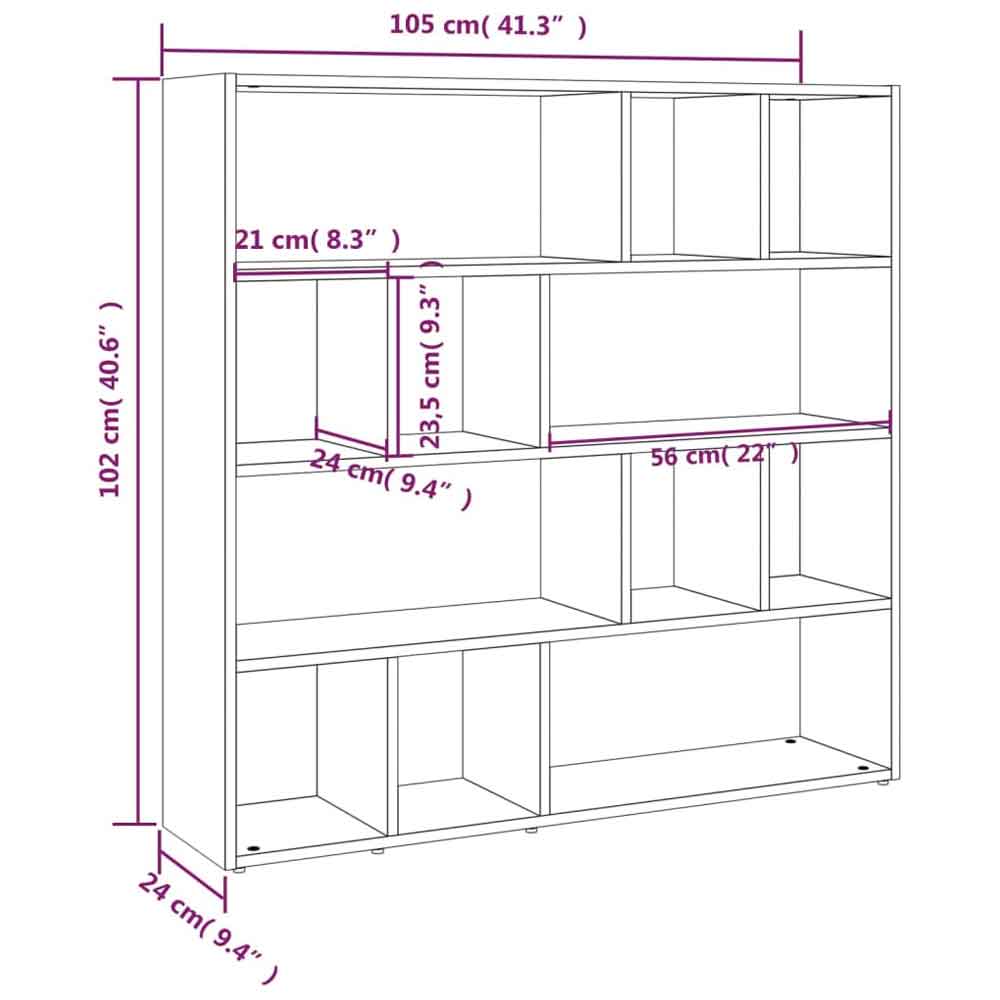 Ramona 105cm Wooden Book Shelf And Room Divider - Artisan Oak