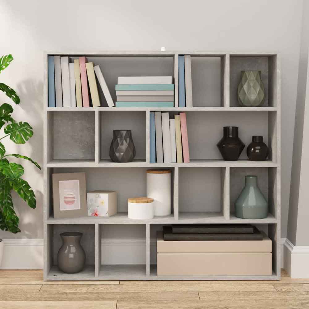 Ramona 105cm Wooden Book Shelf And Room Divider - Concrete Grey