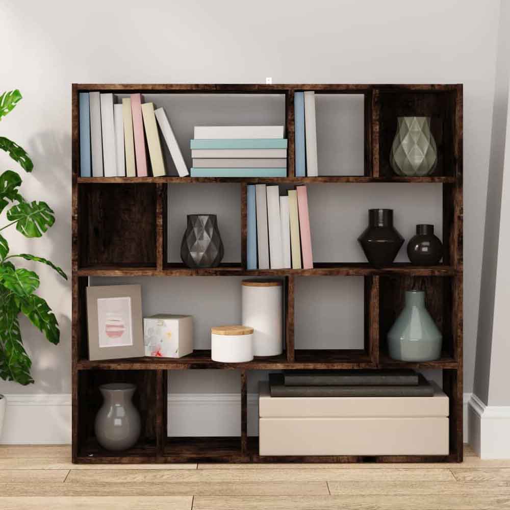 Ramona 105cm Wooden Book Shelf And Room Divider - Smoked Oak