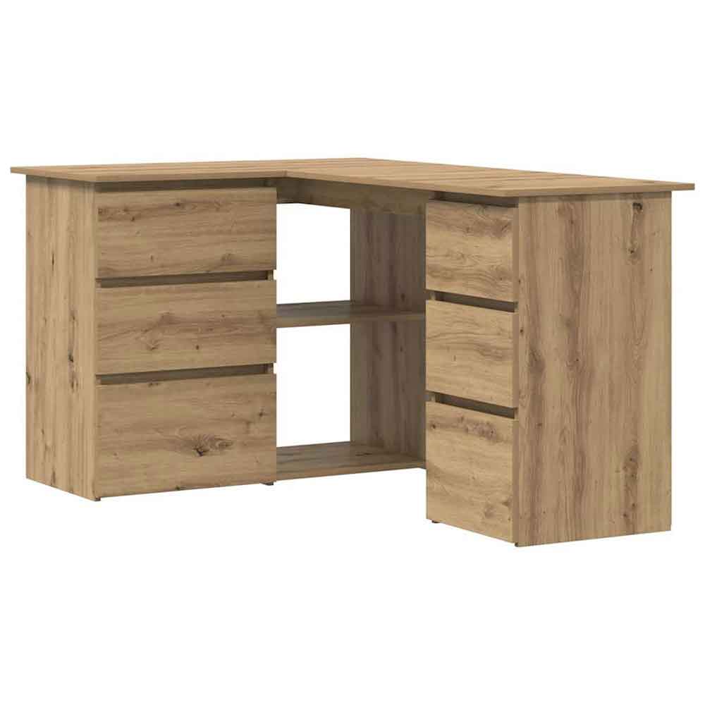 Ramona Wooden Corner Laptop Desk With 4 Drawers - Artisan Oak