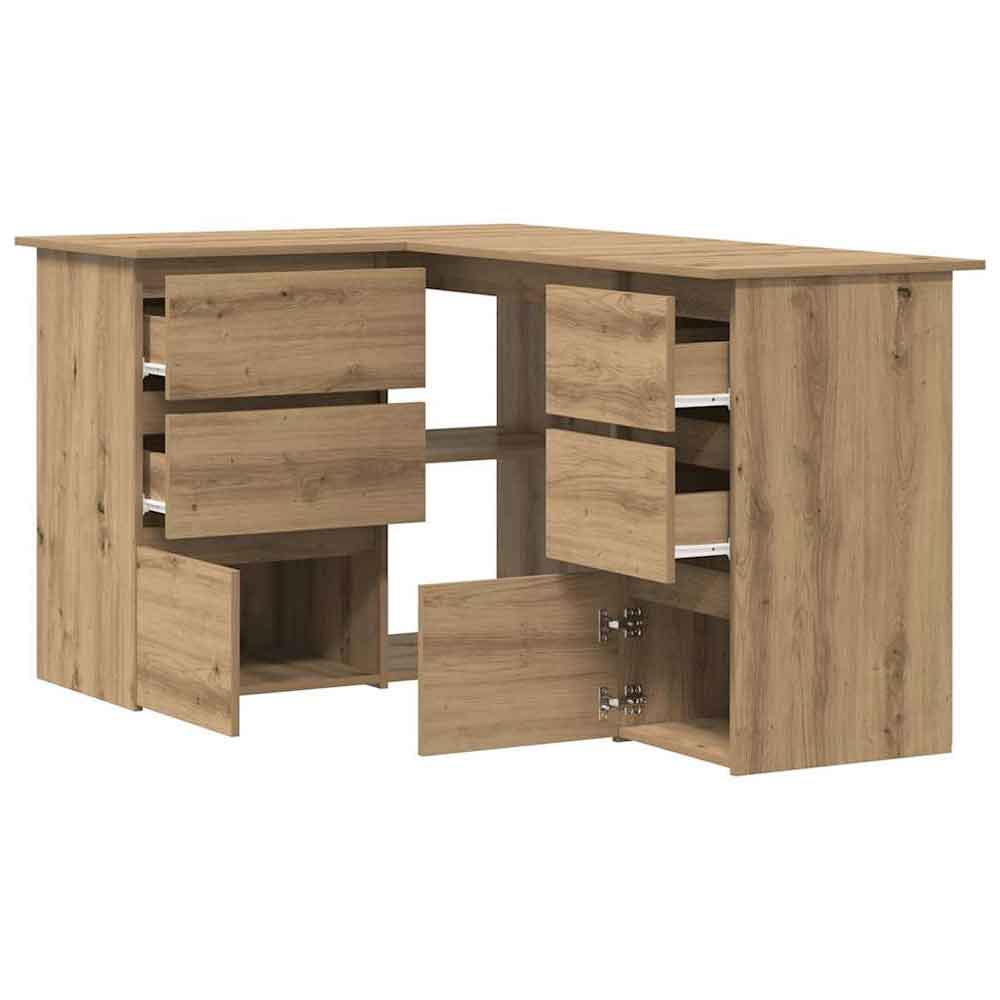 Ramona Wooden Corner Laptop Desk With 4 Drawers - Artisan Oak