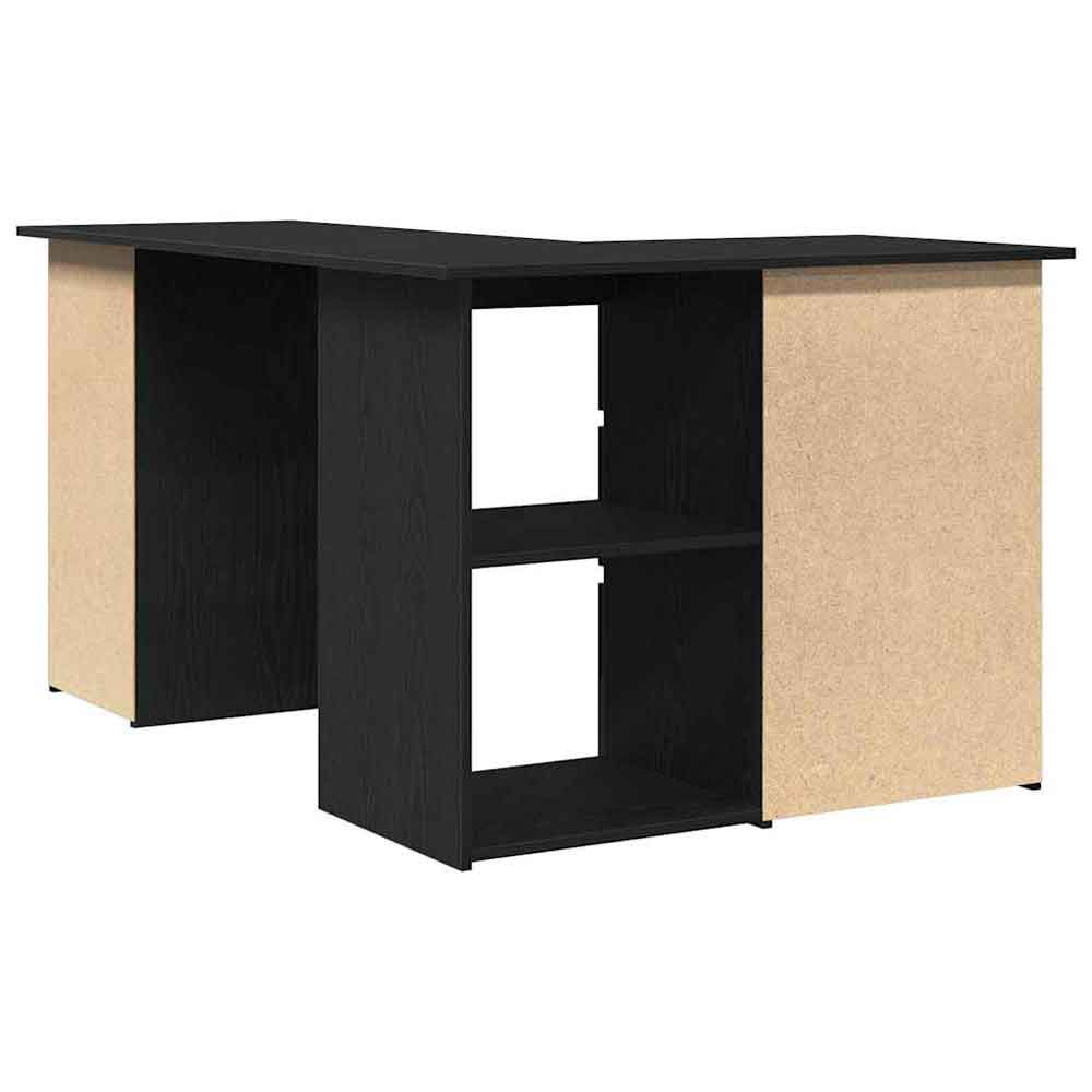 Ramona Wooden Corner Laptop Desk With 4 Drawers - Black Oak
