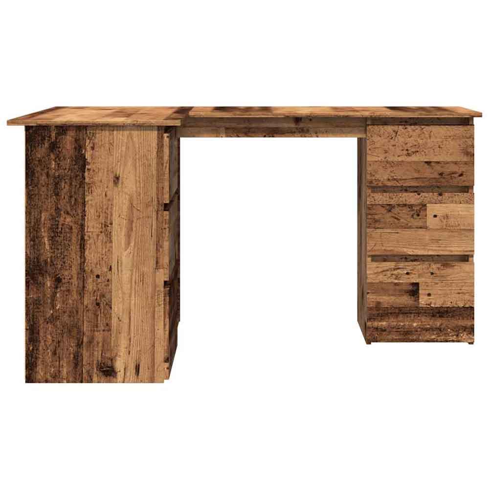 Ramona Wooden Corner Laptop Desk With 4 Drawers - Brown