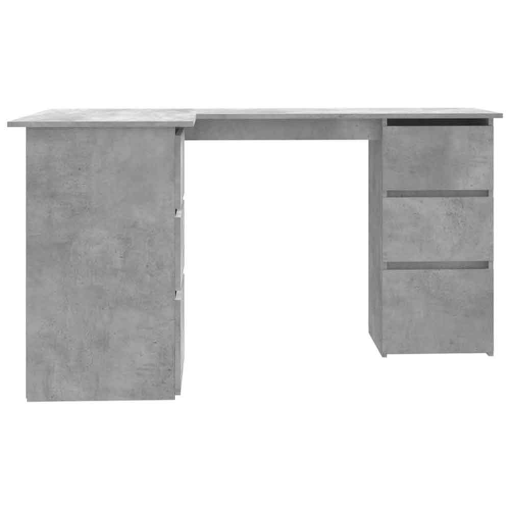 Ramona Wooden Corner Laptop Desk With 4 Drawers - Concrete Grey