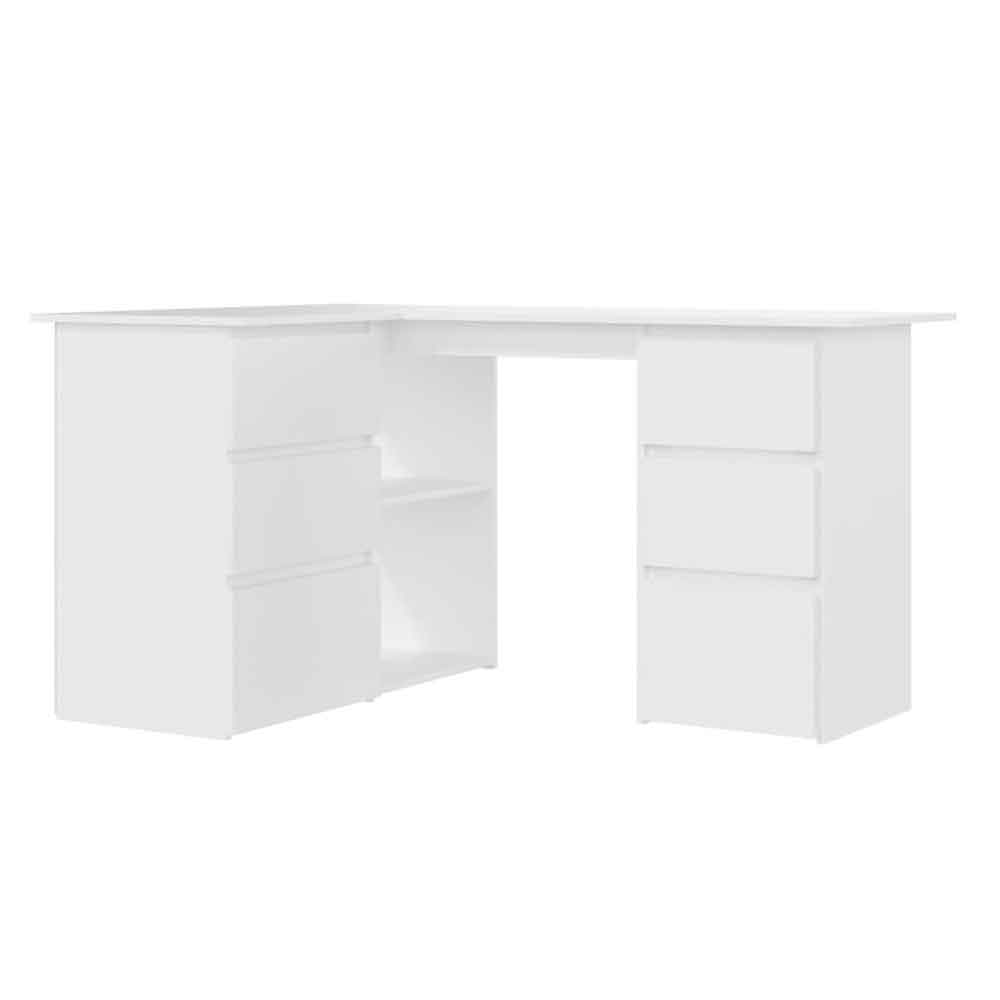 Ramona Wooden Corner Laptop Desk With 4 Drawers - White