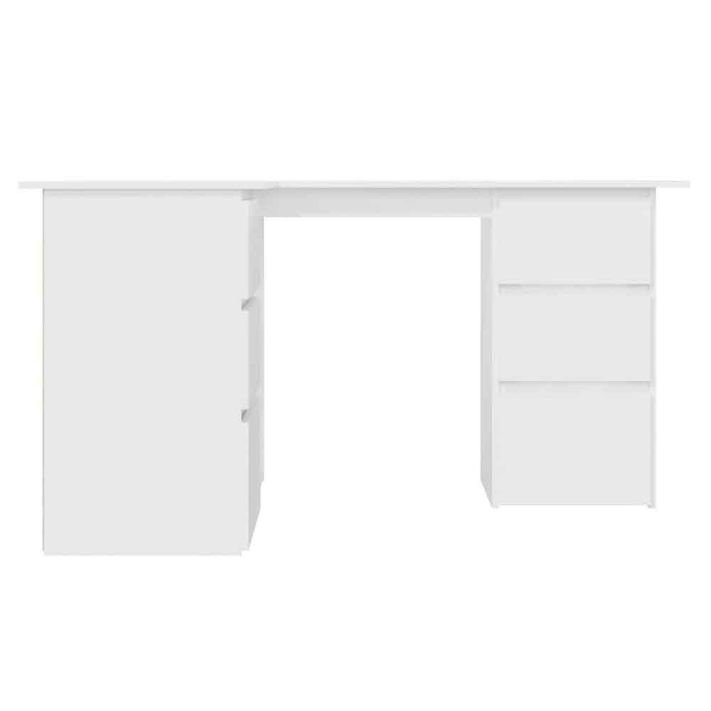 Ramona Wooden Corner Laptop Desk With 4 Drawers - White