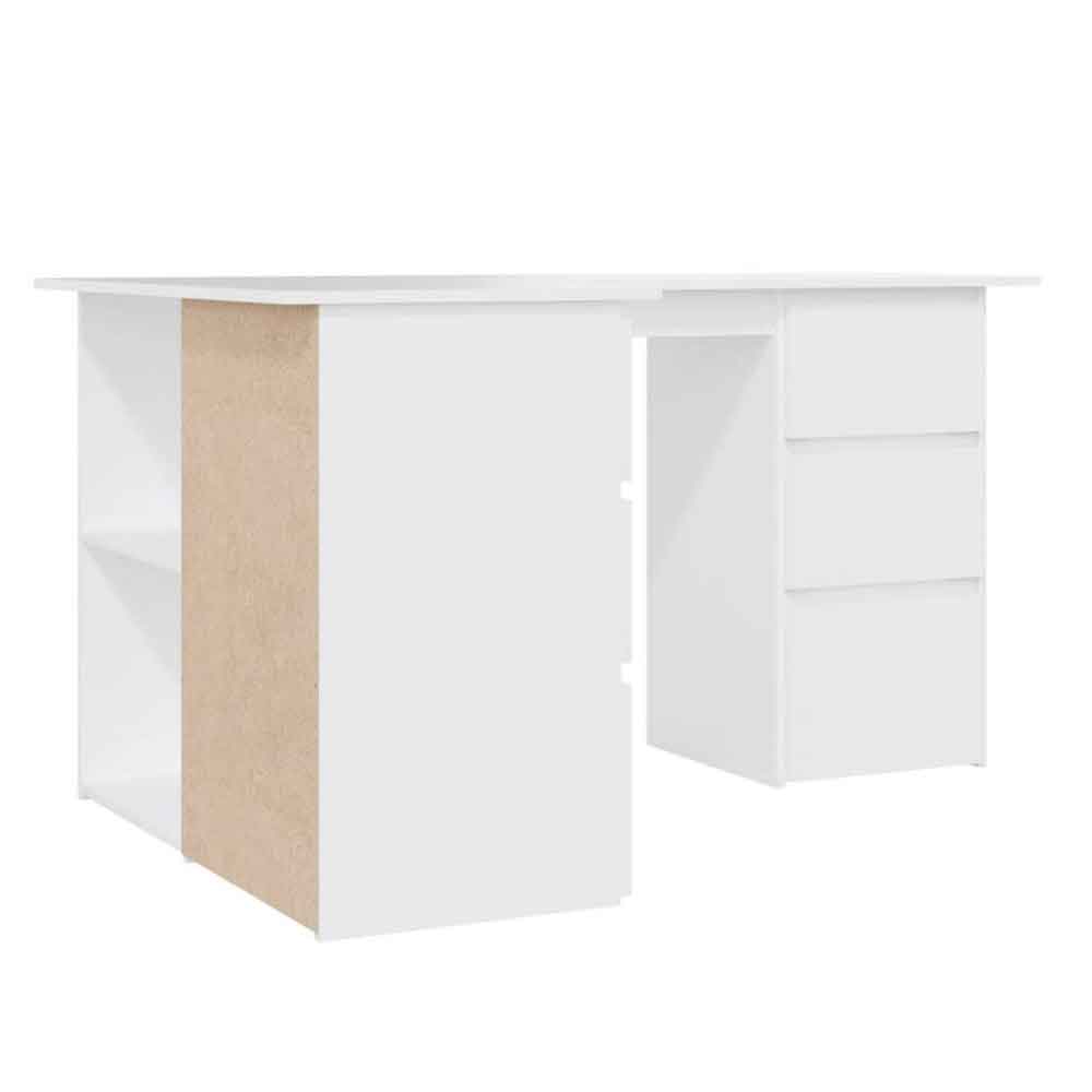 Ramona Wooden Corner Laptop Desk With 4 Drawers - White