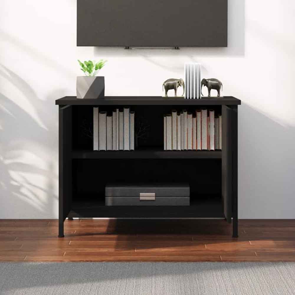Ramona Wooden TV Stand With 2 Doors - Black