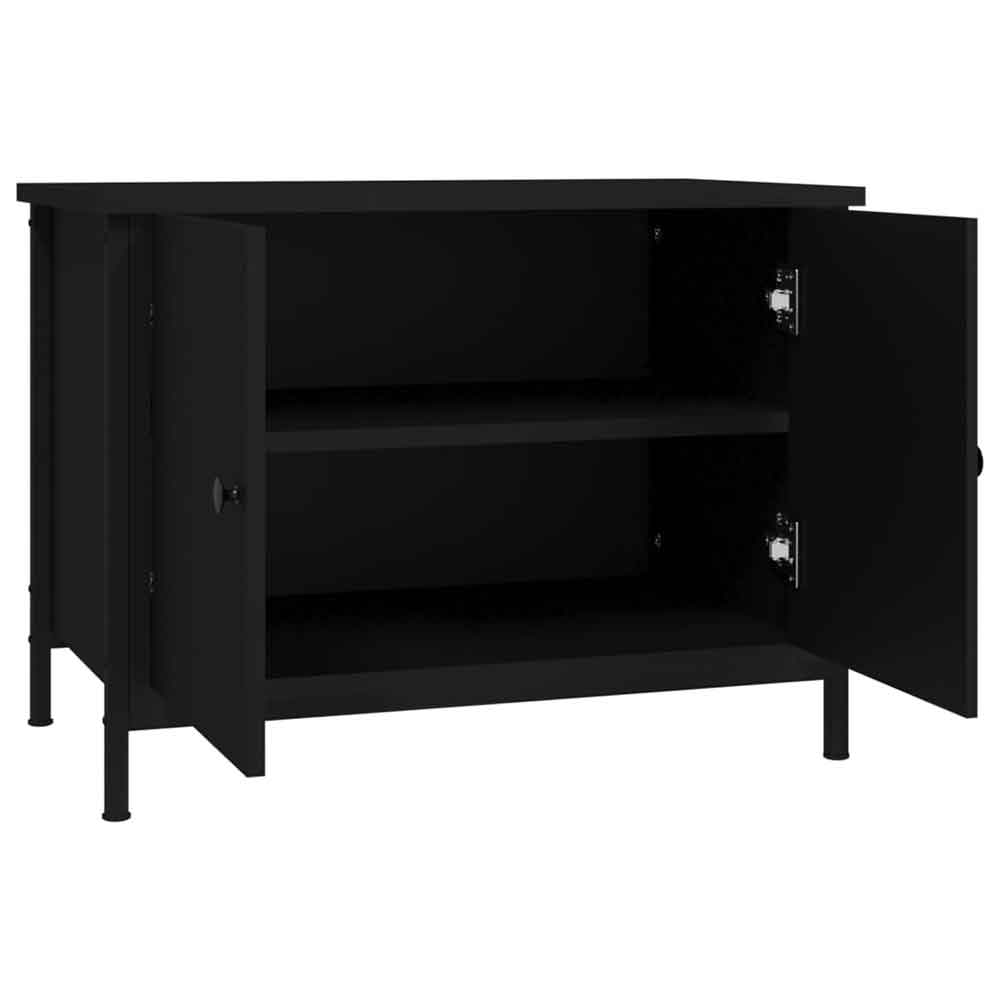 Ramona Wooden TV Stand With 2 Doors - Black