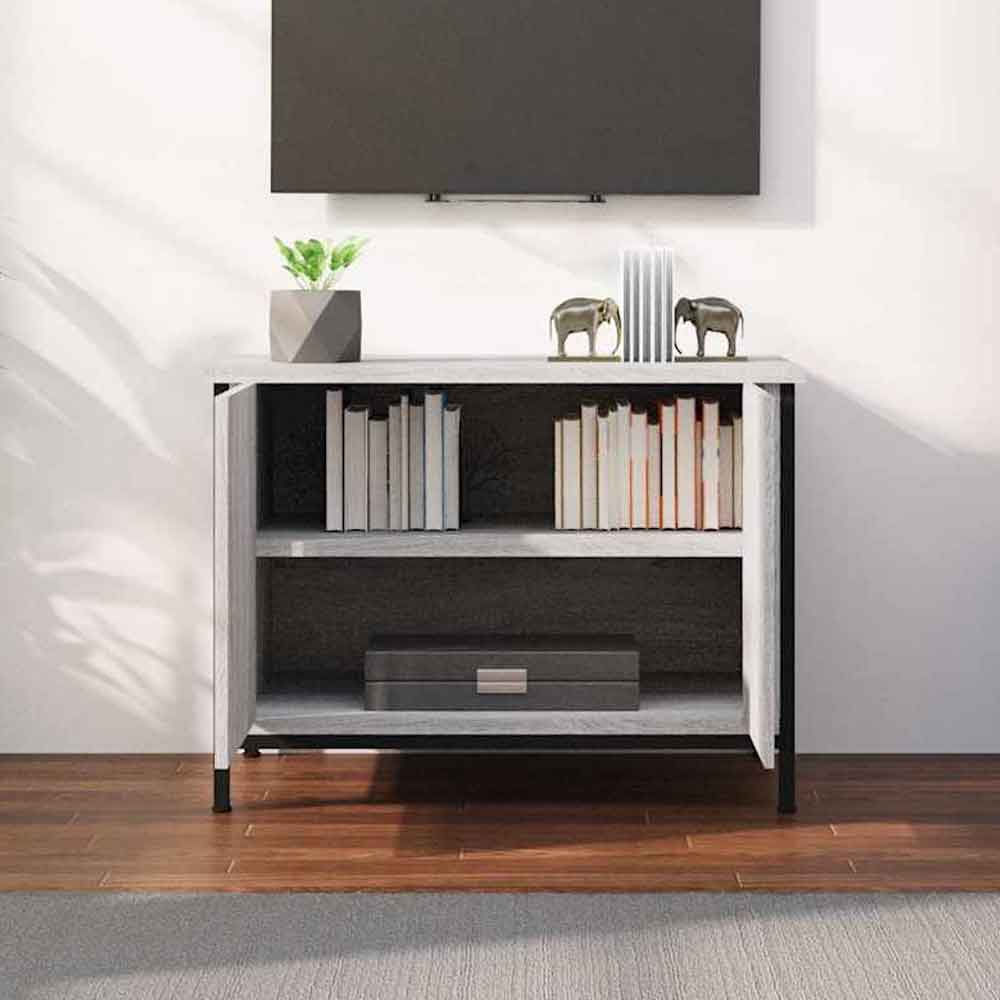 Ramona Wooden TV Stand With 2 Doors - Grey Sonoma