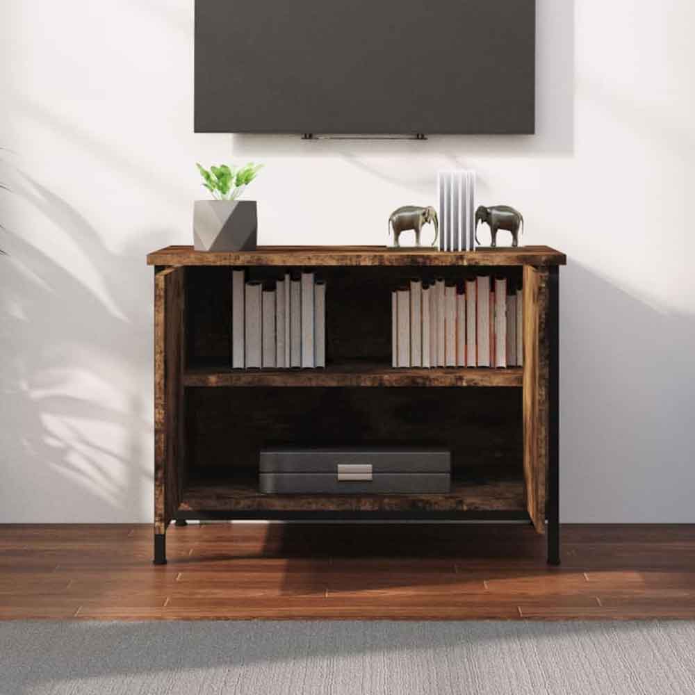 Ramona Wooden TV Stand With 2 Doors - Smoked Oak