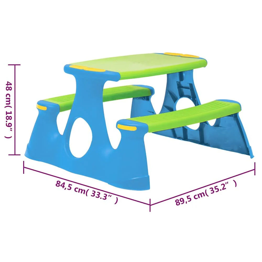 Ramsey Polypropylene Children Picnic Bench In Blue And Green