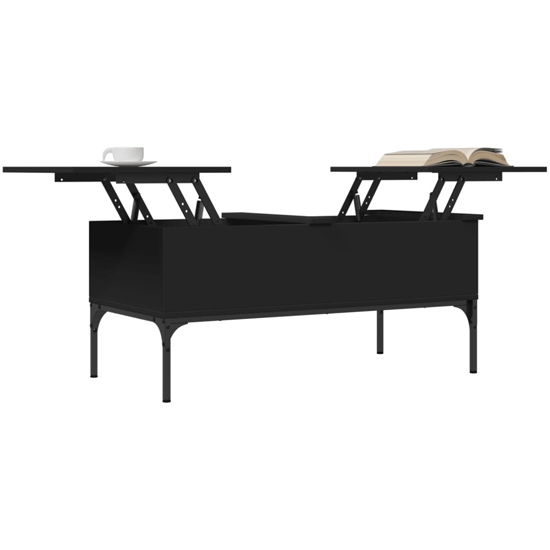 Ramsey Wooden Coffee Table With Metal Frame In Black