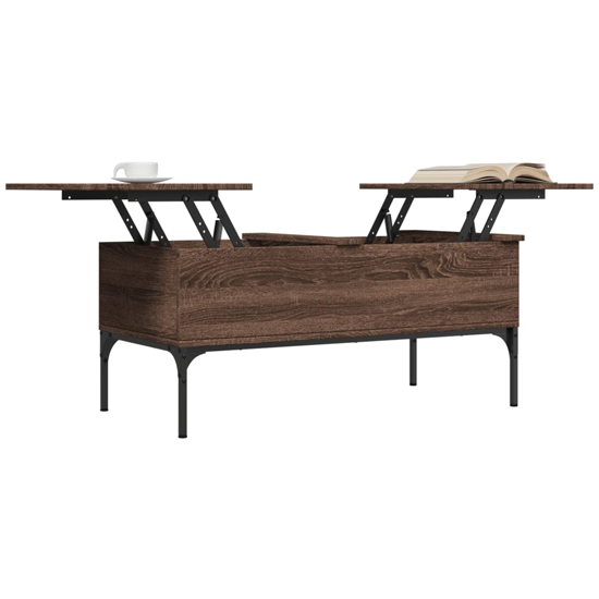 Ramsey Wooden Coffee Table With Metal Frame In Brown Oak