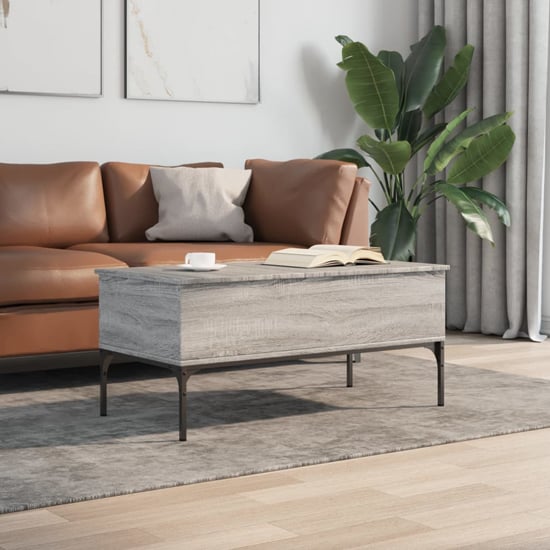 Read more about Ramsey wooden coffee table with metal frame in grey sonoma