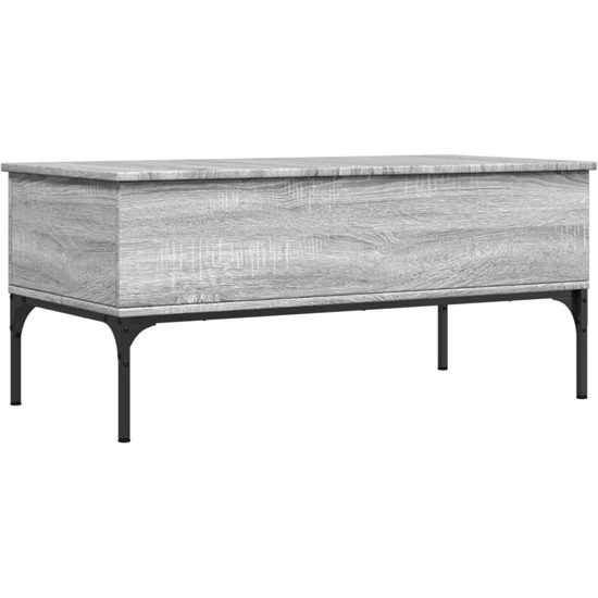 Ramsey Wooden Coffee Table With Metal Frame In Grey Sonoma