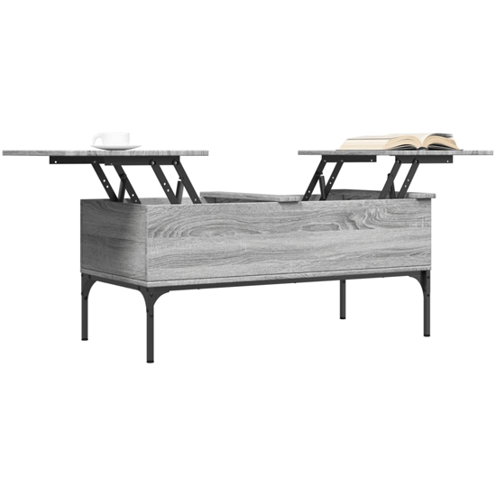 Ramsey Wooden Coffee Table With Metal Frame In Grey Sonoma