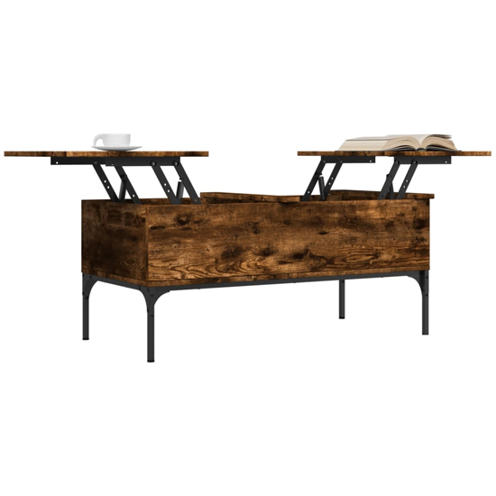 Ramsey Wooden Coffee Table With Metal Frame In Smoked Oak