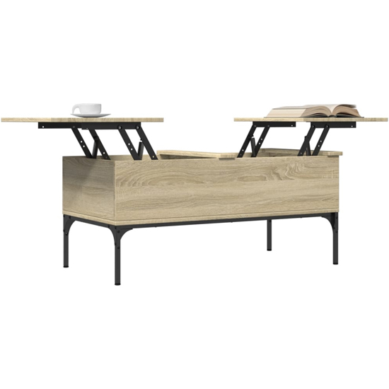 Ramsey Wooden Coffee Table With Metal Frame In Sonoma Oak