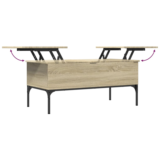 Ramsey Wooden Coffee Table With Metal Frame In Sonoma Oak