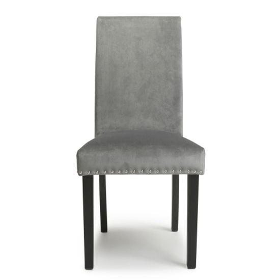 Rabat Grey Velvet Dining Chairs With Black Legs In Pair_3