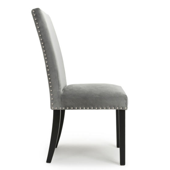 Rabat Grey Velvet Dining Chairs With Black Legs In Pair_4