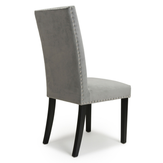 Rabat Grey Velvet Dining Chairs With Black Legs In Pair_5